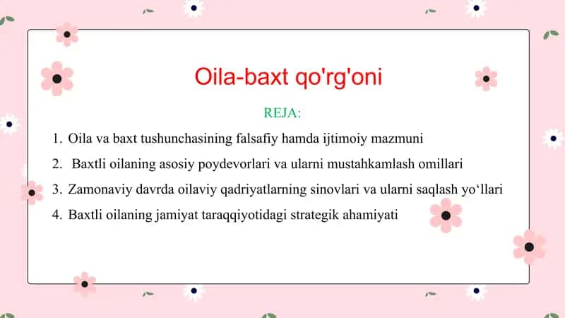 Oila-baxt qo'rg'oni 1