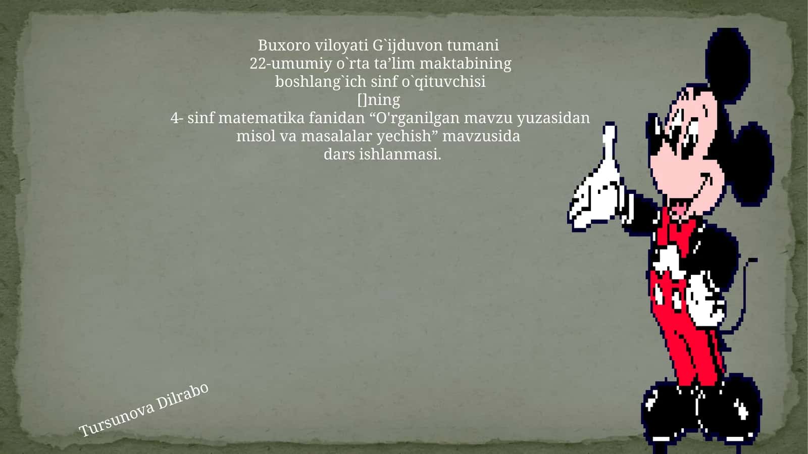 O'rganilgan mavzu yuzasidan misol va masalalar yechish 1