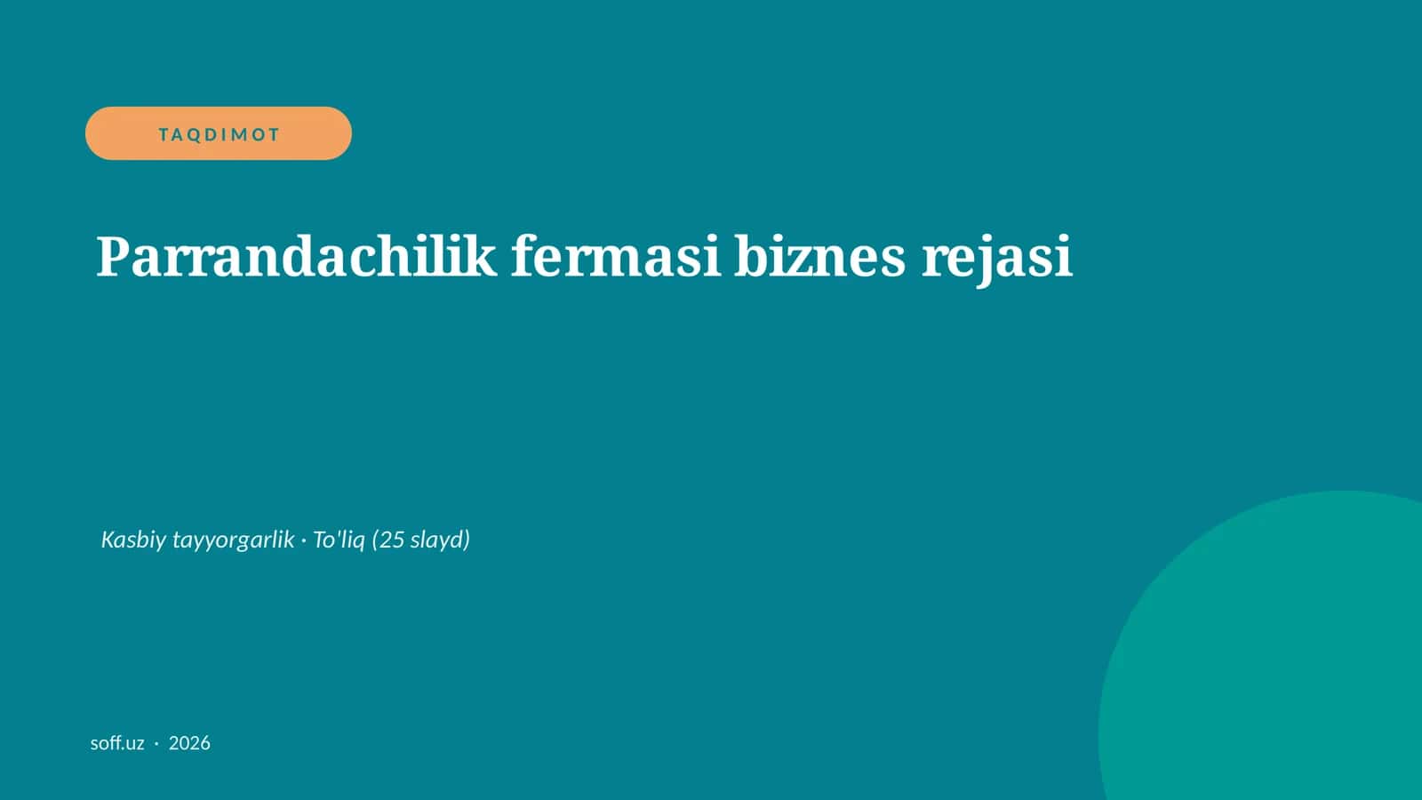 Parrandachilik fermasi biznes rejasi 1