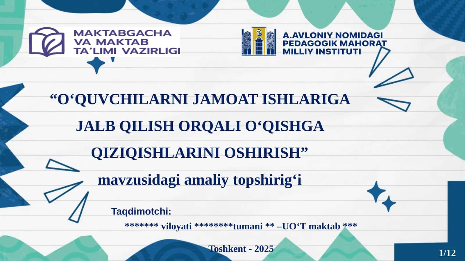O‘QUVCHILARNI JAMOAT ISHLARIGA JALB QILISH ORQALI O‘QISHGA QIZIQISHLARINI OSHIRISH 1