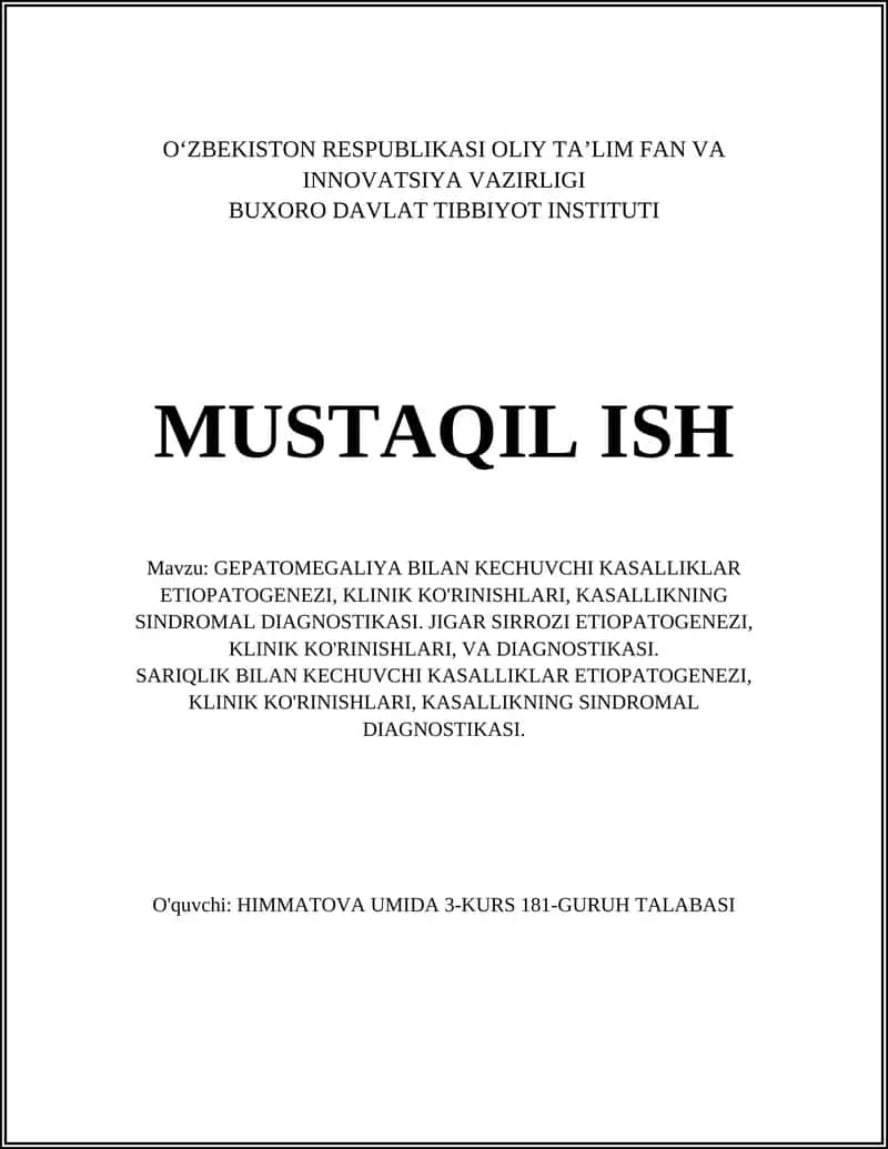 GEPATOMEGALIYA BILAN KECHUVCHI KASALLIKLAR 1
