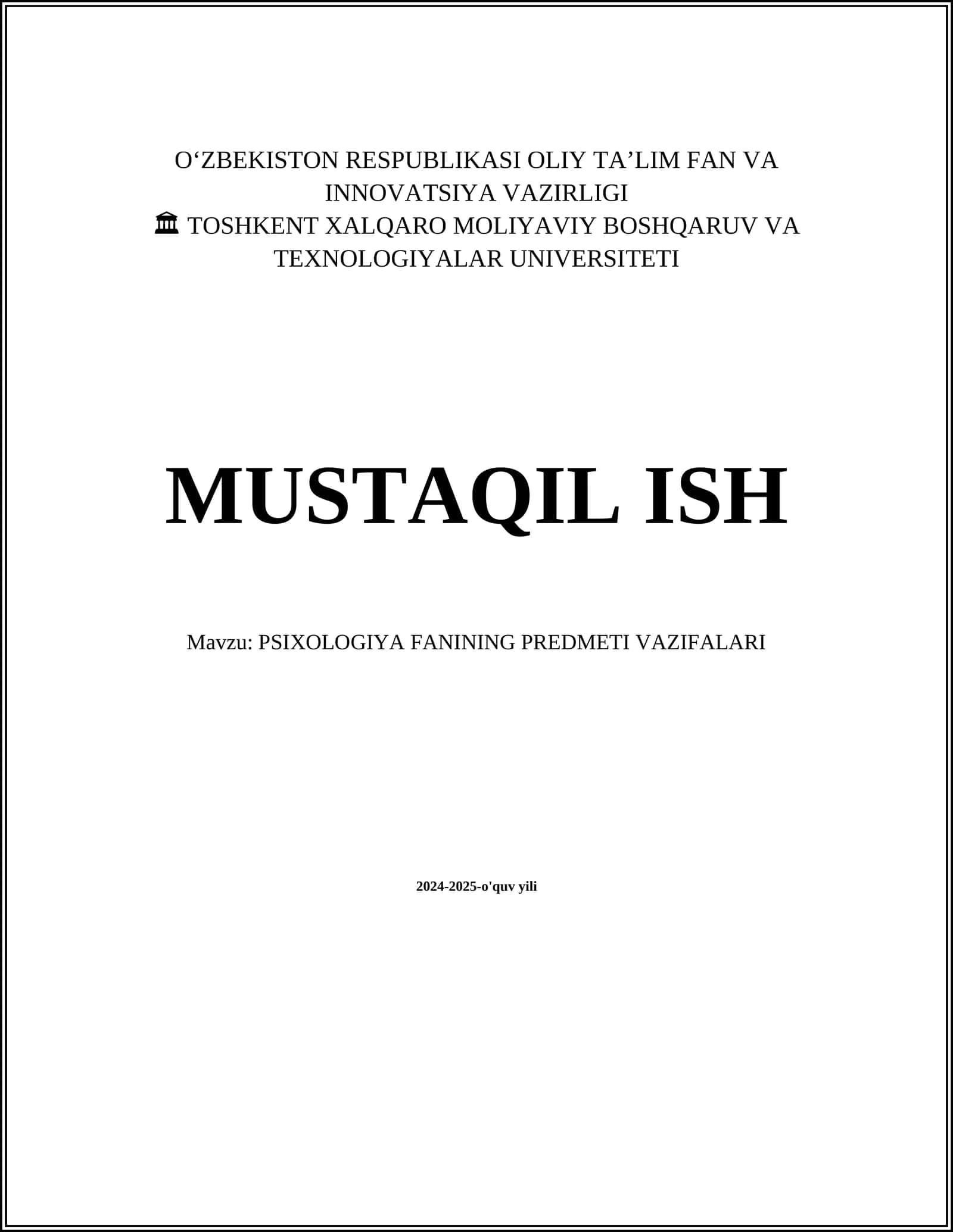 PSIXOLOGIYA FANINING PREDMETI VAZIFALARI 1