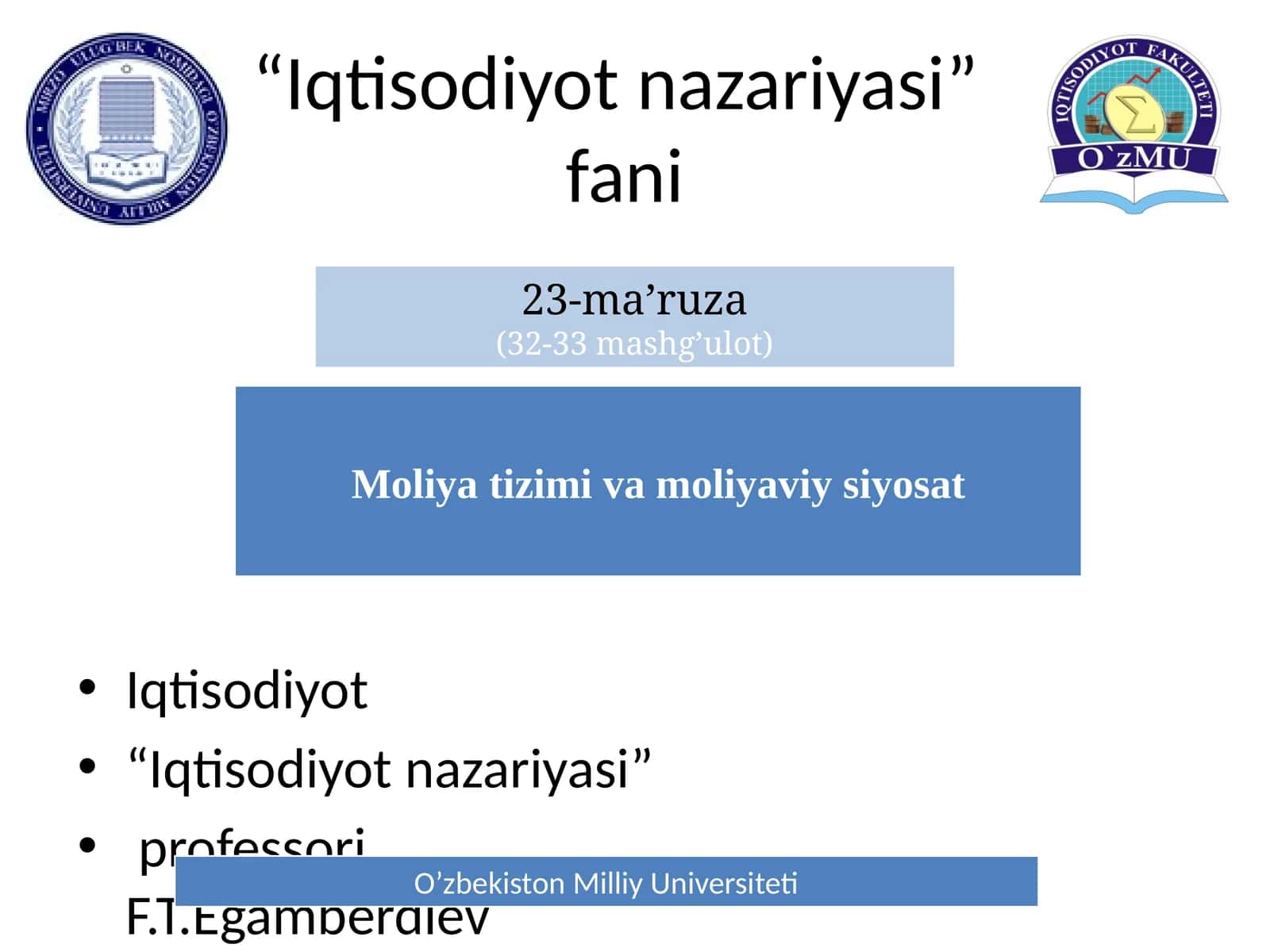 "Iqtisodiyot nazariyasi" fani 1