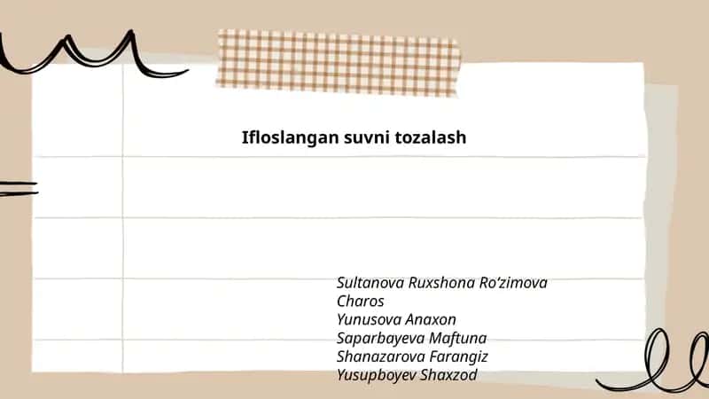 Ifloslangan suvni tozalash 1