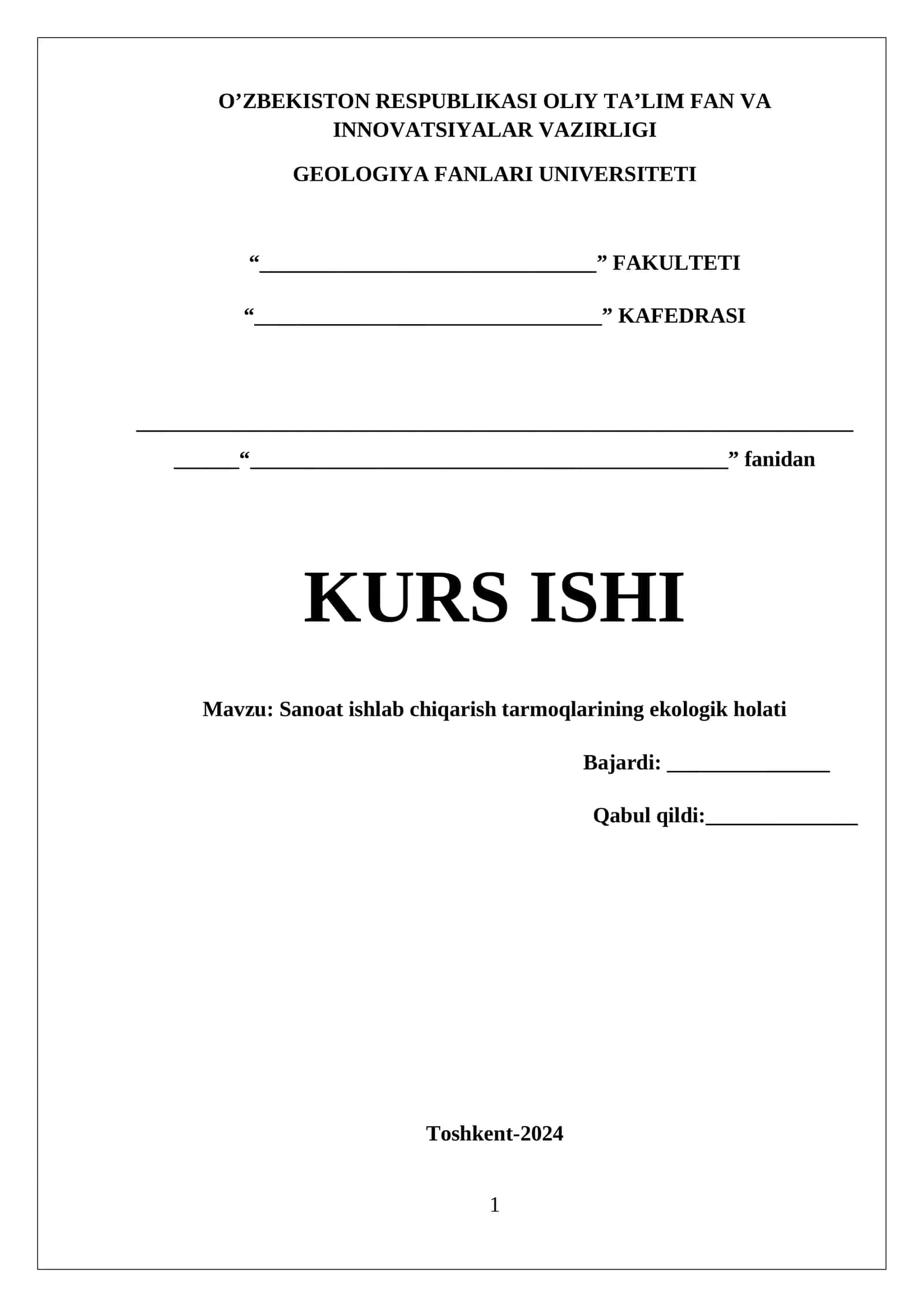 Sanoat ishlab chiqarish tarmoqlarining ekologik holati 1