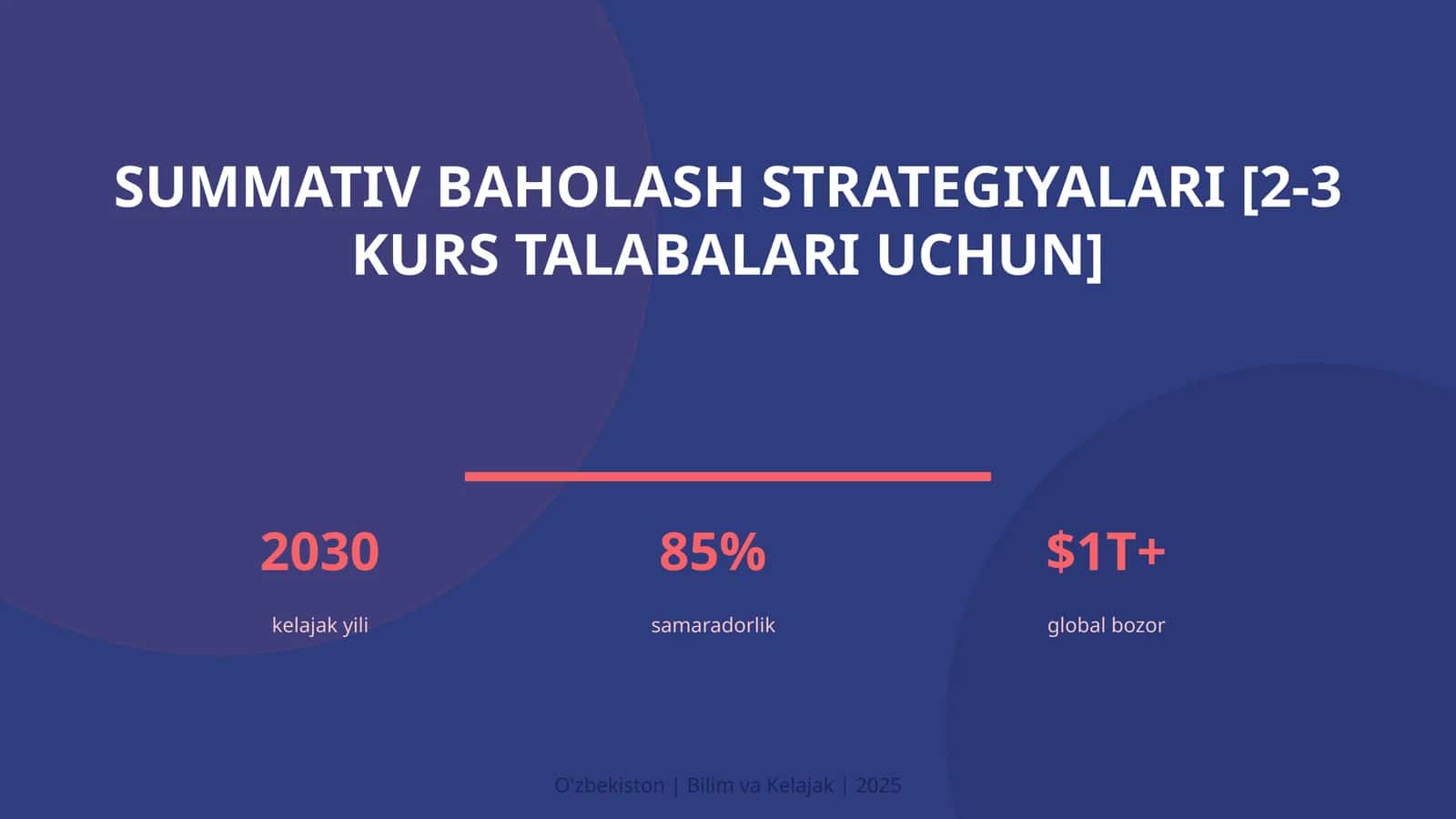 Summativ baholash strategiyalari [2-3 kurs talabalari uchun] 1