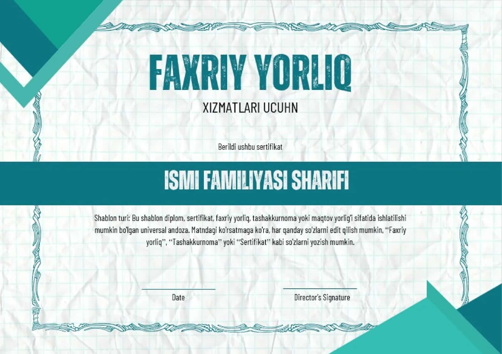 Faxriy yorliq 1