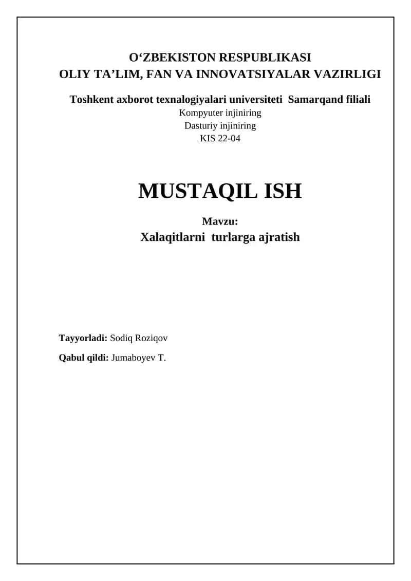 Kasallik tasniflash tizimlari va usullari 1