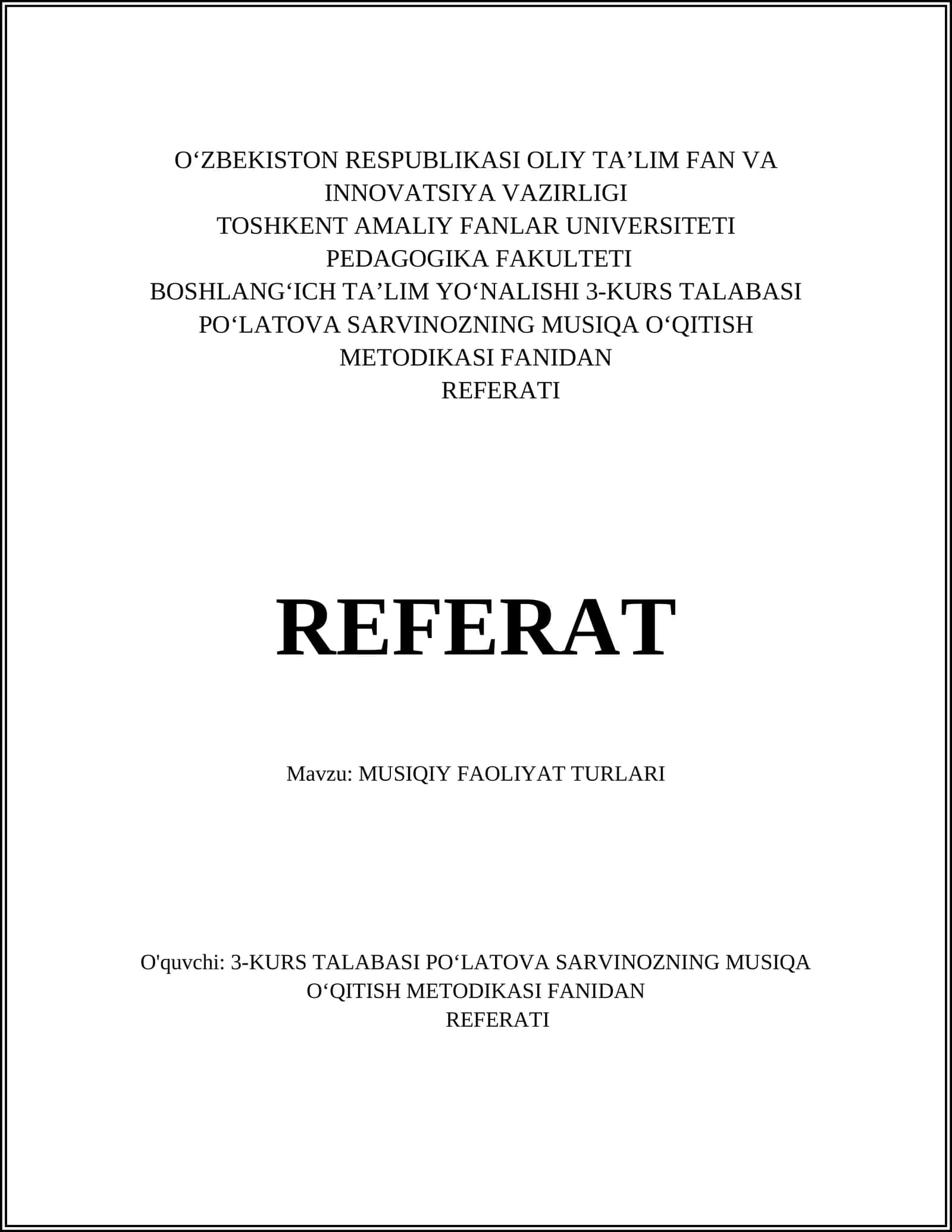 MUSIQIY FAOLIYAT TURLARI 1