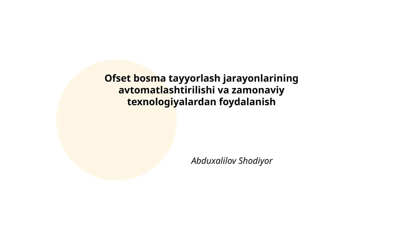 Ofset bosma tayyorlash jarayonlarining avtomatlashtirilishi va zamonaviy texnologiyalardan foydalanish 1