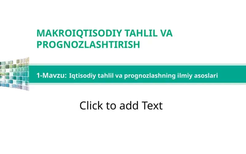 Iqtisodiy tahlil va prognozlashning ilmiy asoslari 1