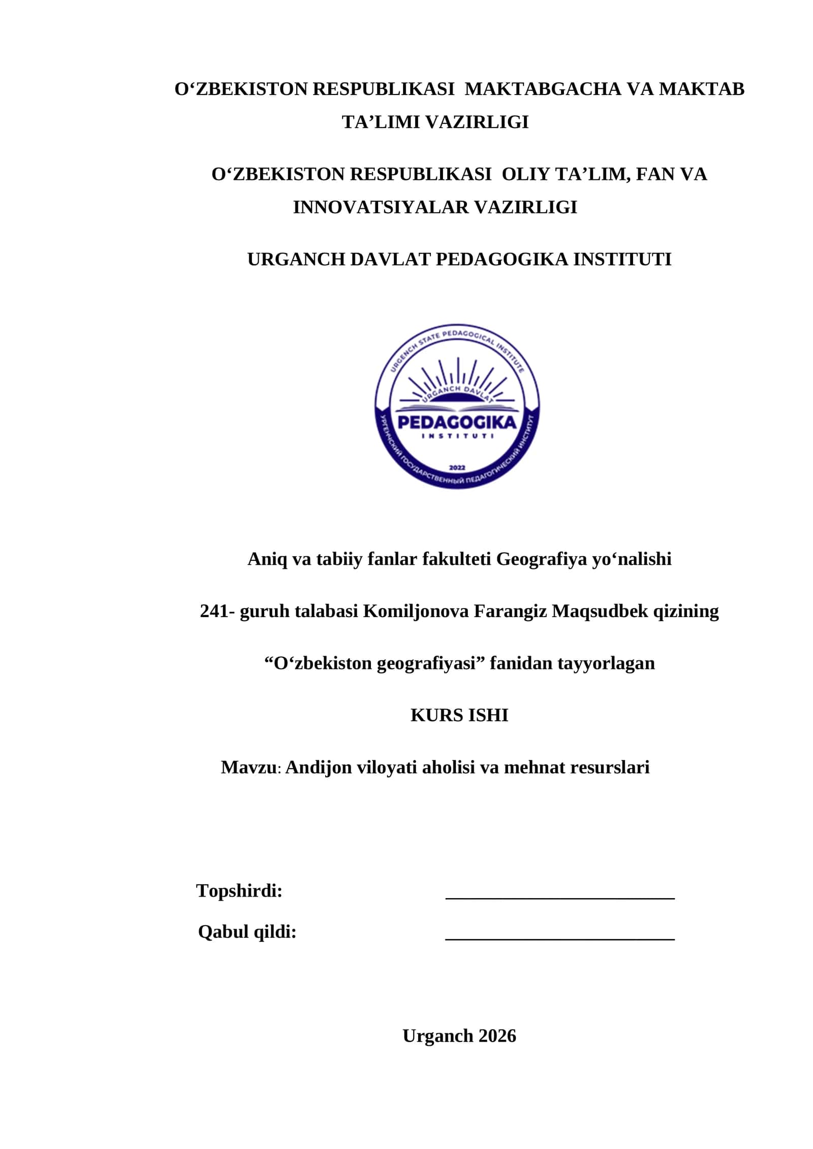 Andijon viloyati aholisi va mehnat resurslari 1