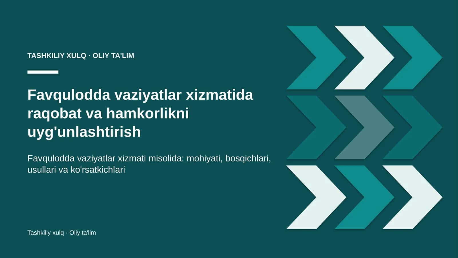 Favqulodda vaziyatlar xizmatida raqobat va hamkorlikni uyg'unlashtirish 1
