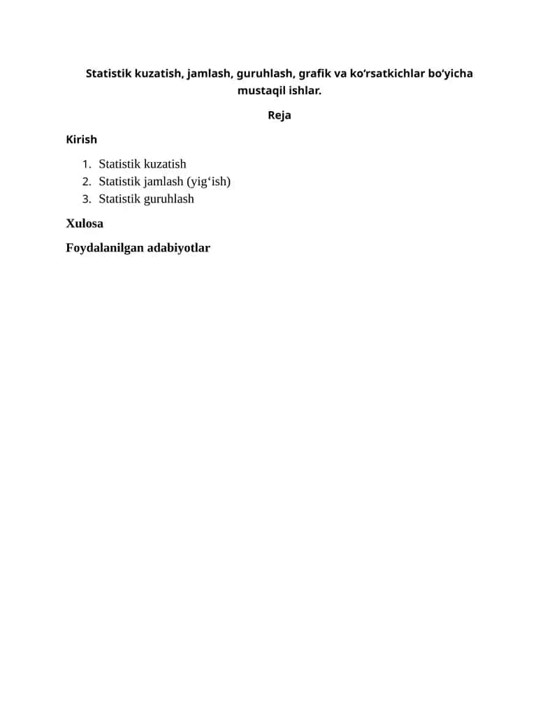 Statistik kuzatish 1