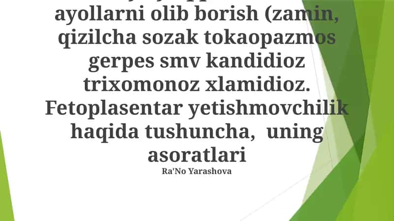 Infeksiya yuqqan homlador ayollarni olib borish 1