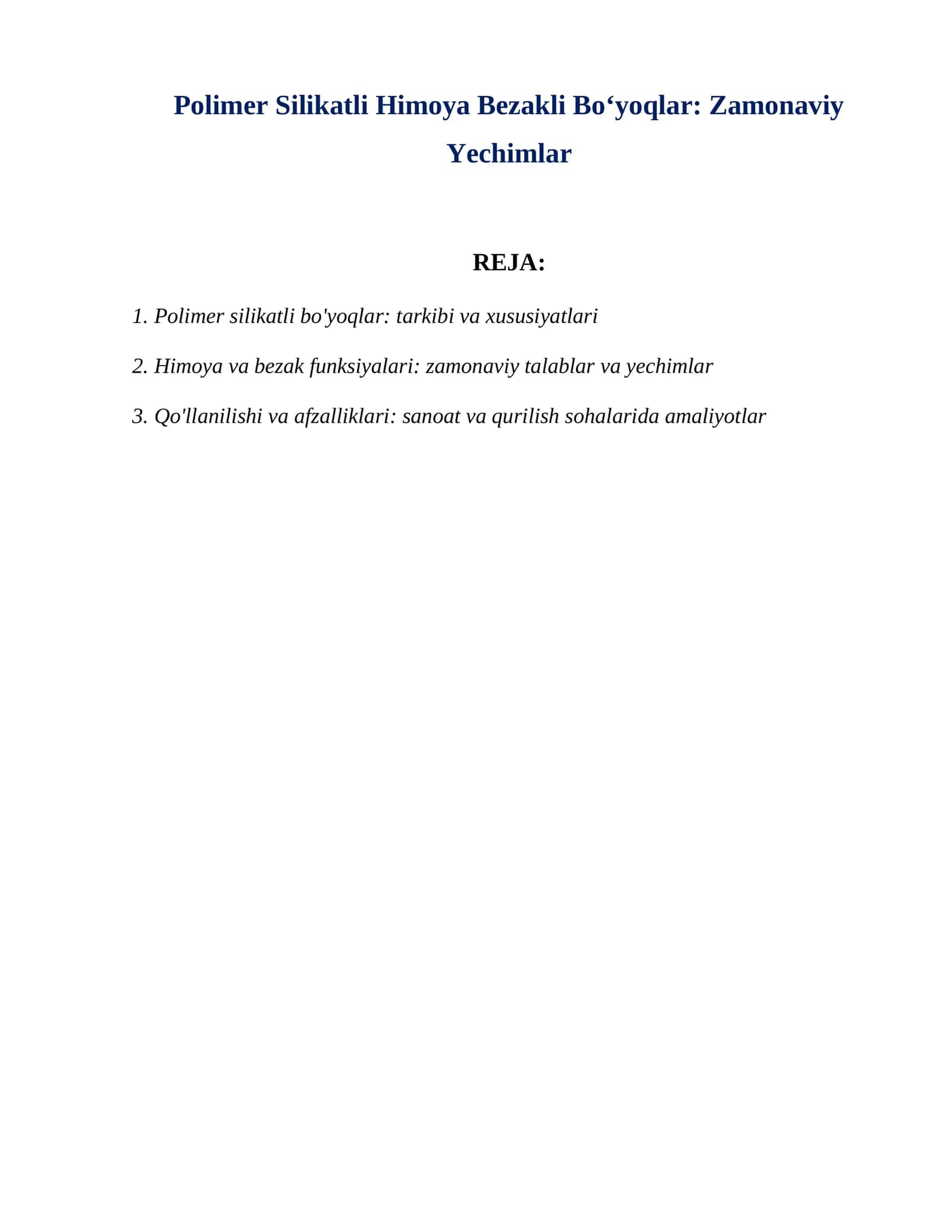 Polimer Silikatli Himoya Bezakli Boʻyoqlar Zamonaviy Yechimlar 1