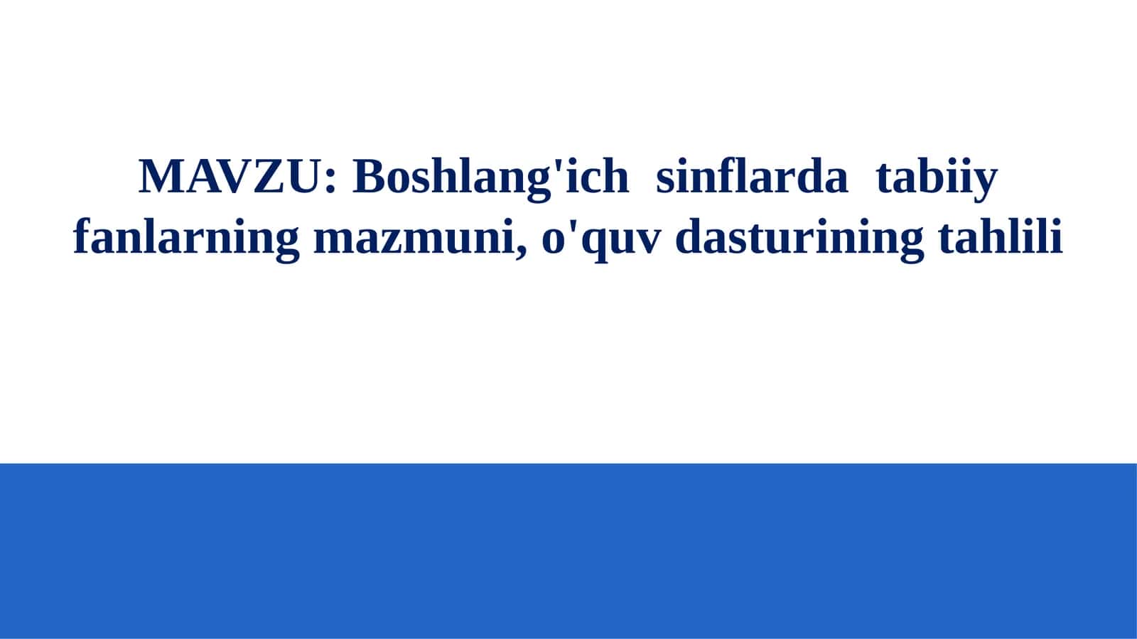Boshlang'ich sinflar dastabi 1