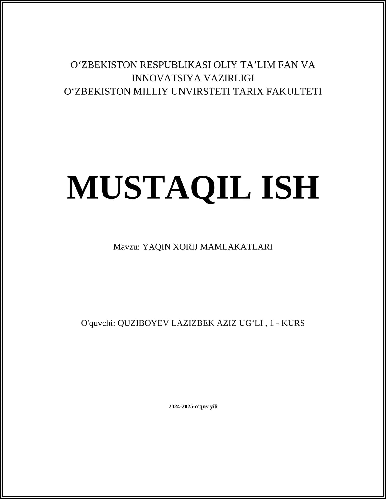 YAQIN XORIJ MAMLAKATLARI 1
