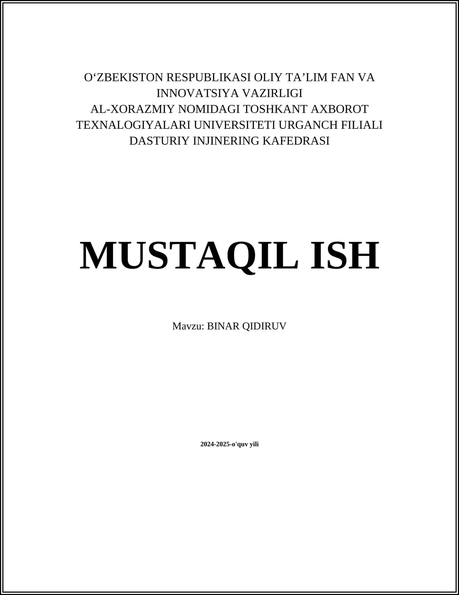 BINAR QIDIRUV 1