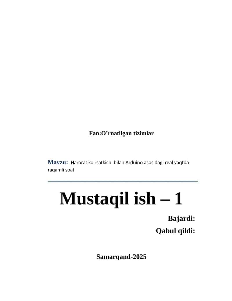 Arduino asosidagi real vaqtda raqamli soat 1