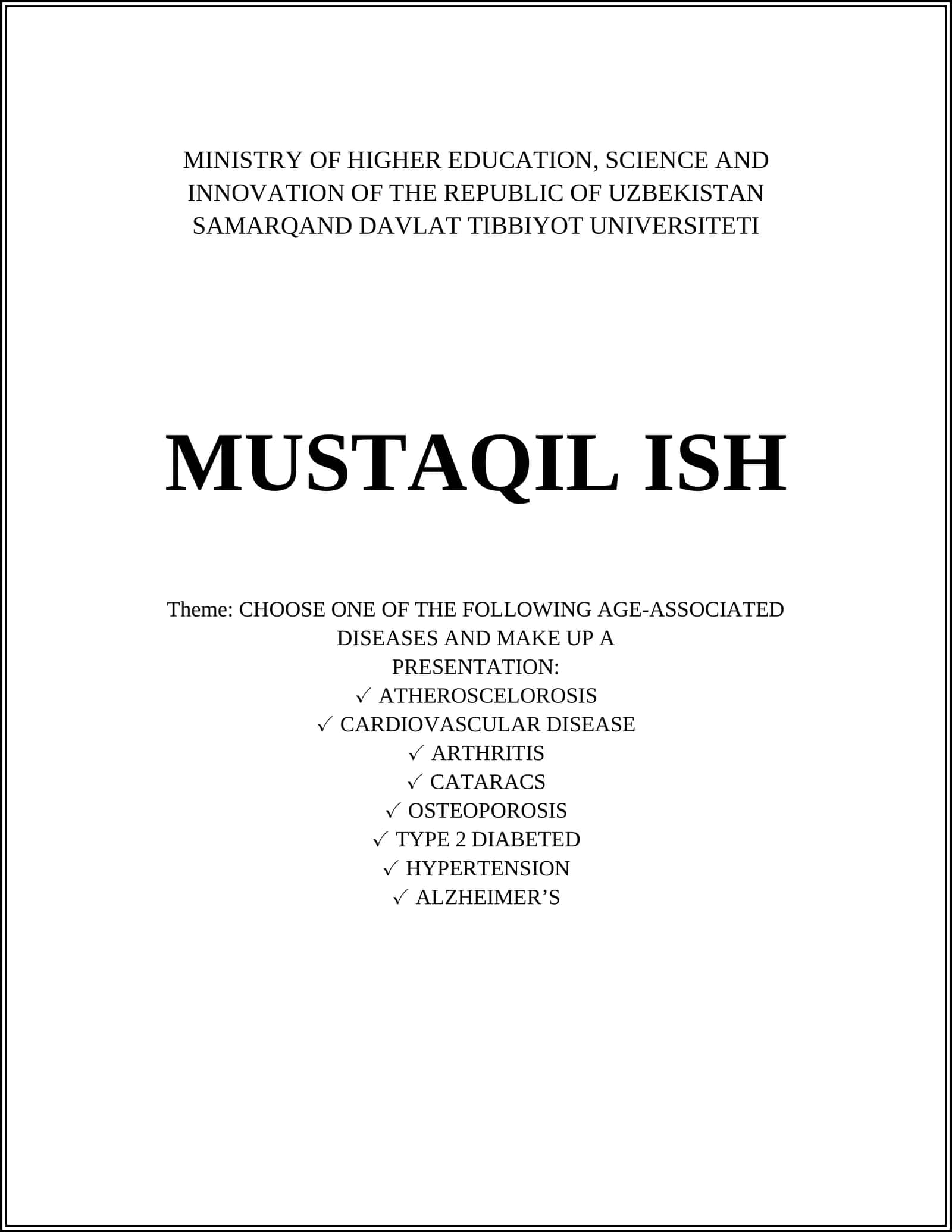 Presentation on Age-Associated Diseases 1