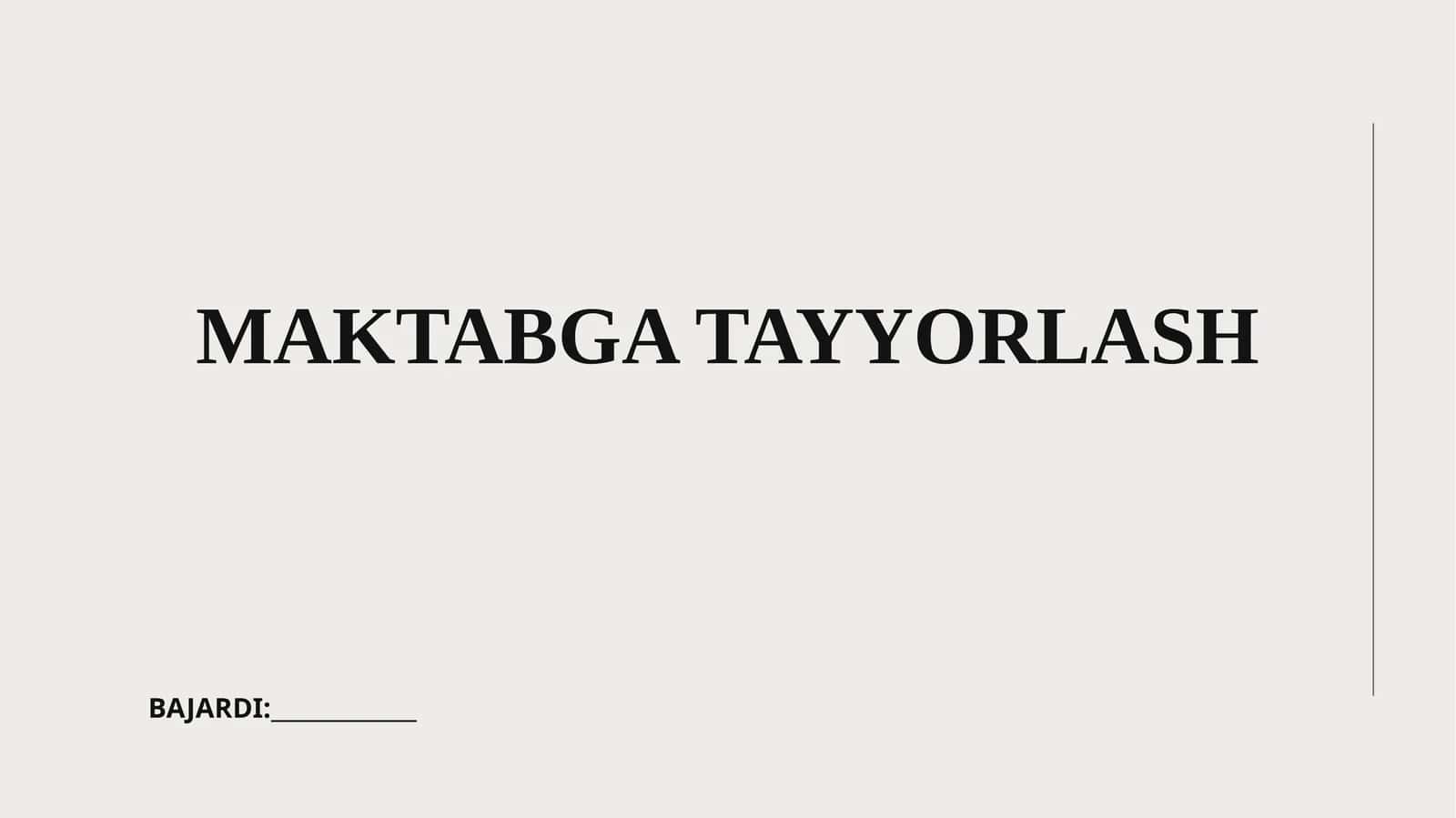 Maktabga Tayyorlash 1