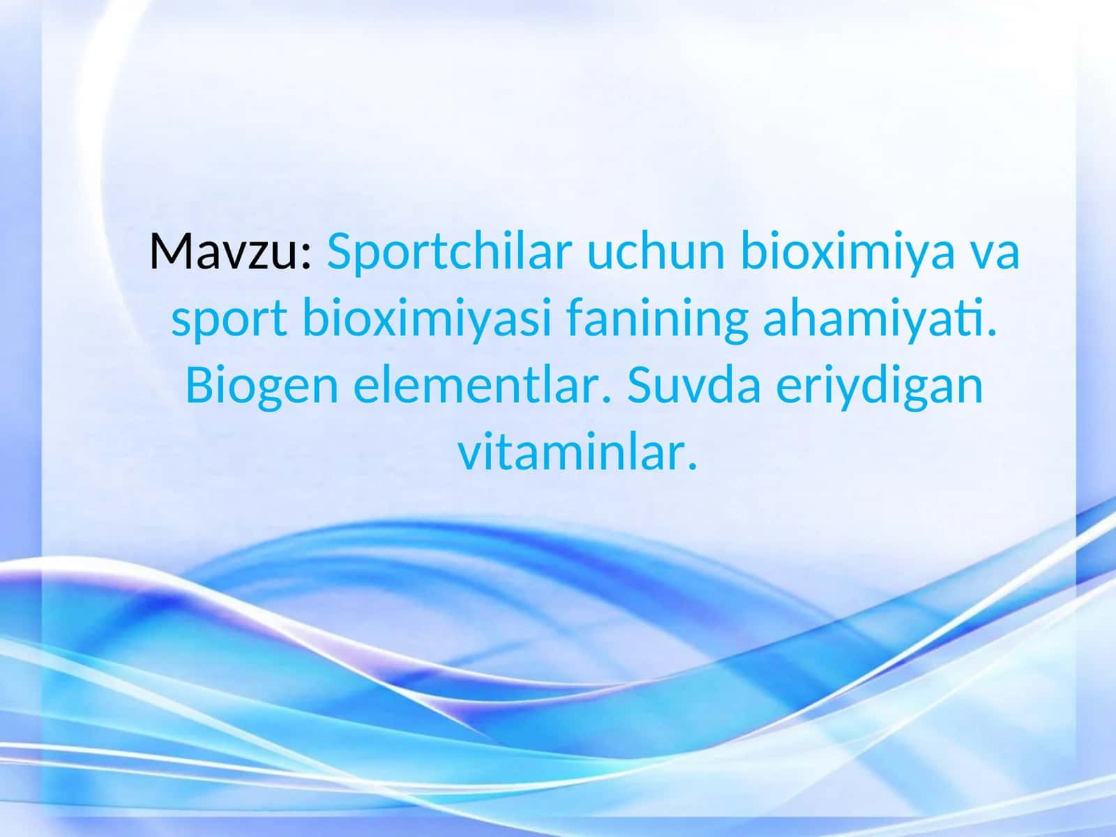 Sportchilar uchun bioximiya va sport bioximiyasi 1