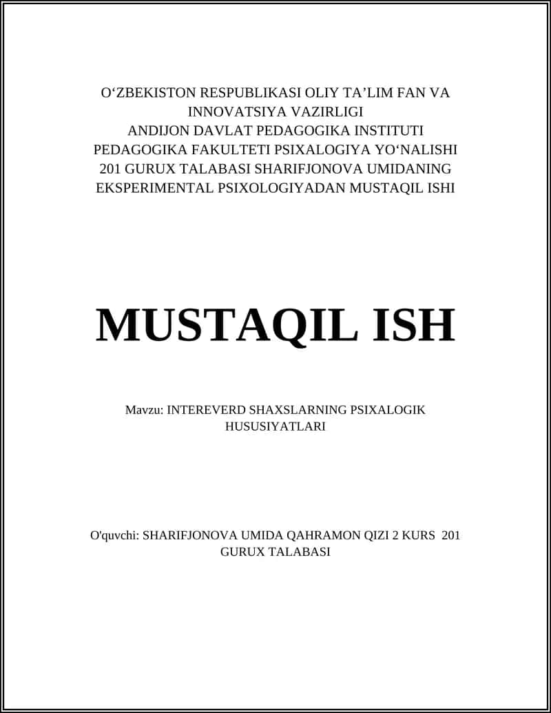 INTEREVERD SHAXSLARNING PSIXALOGIK HUSUSIYATLARI 1