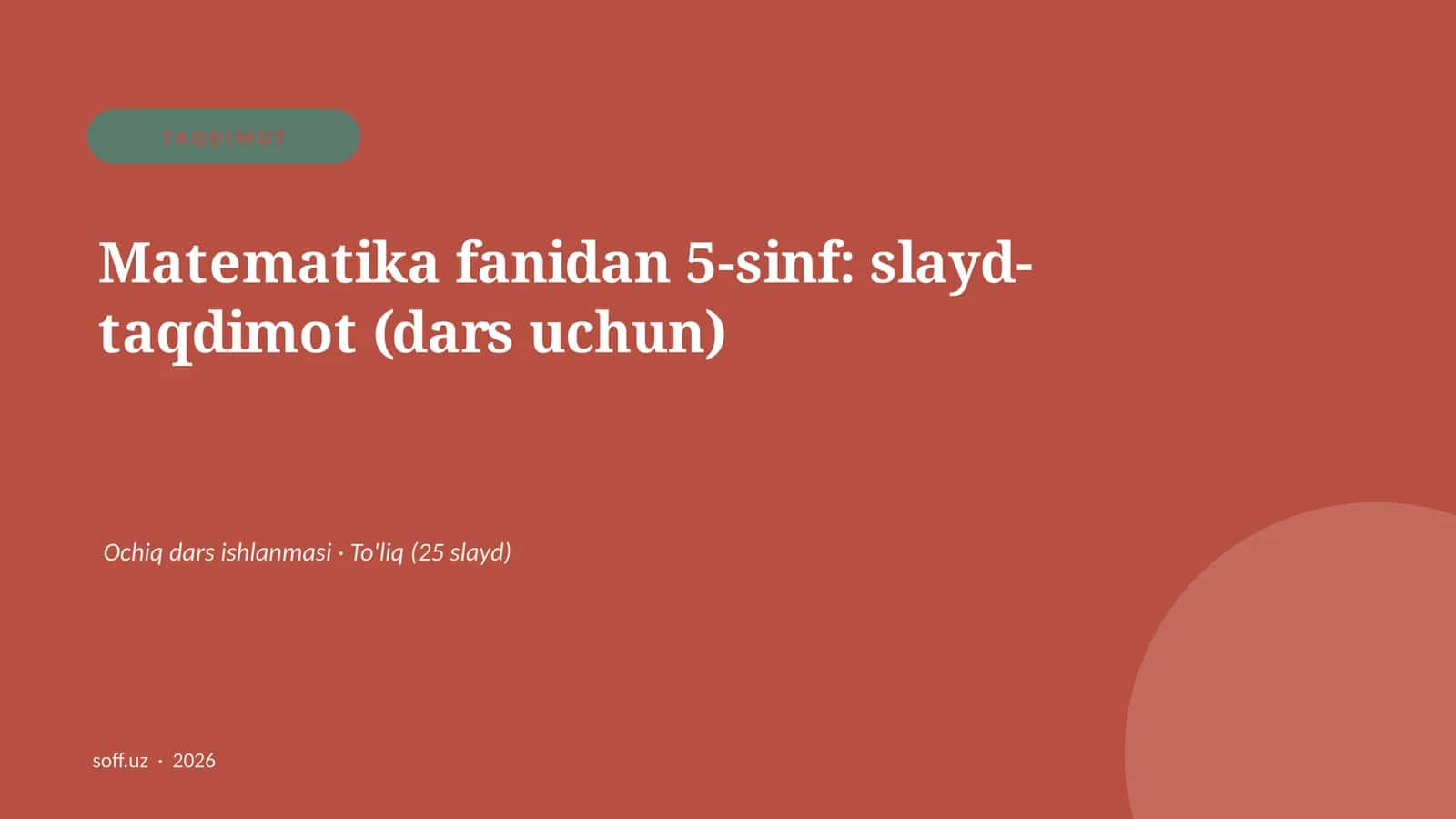 Matematika fanidan 5-sinf: slayd-taqdimot (dars uchun) 1
