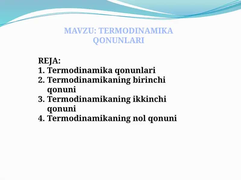 TERMODINAMIKA QONUNLARI 1