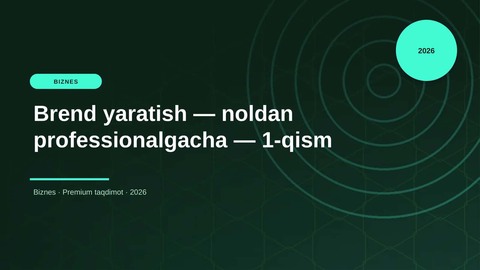 Brend yaratish — noldan professionalgacha — 1-qism 1