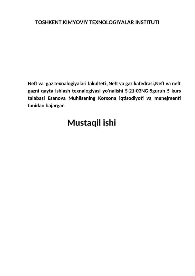 Neft va gazni qayta ishlash texnalogiyasi 1