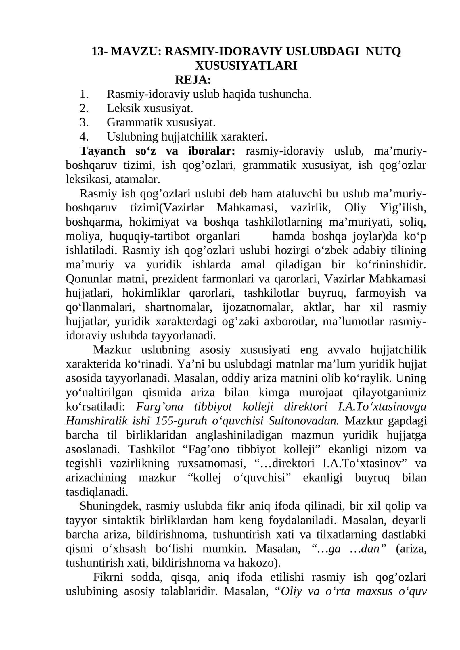 Rasmiy-Idoraviy Uslubdagi Nutq Xususiyatlari 1