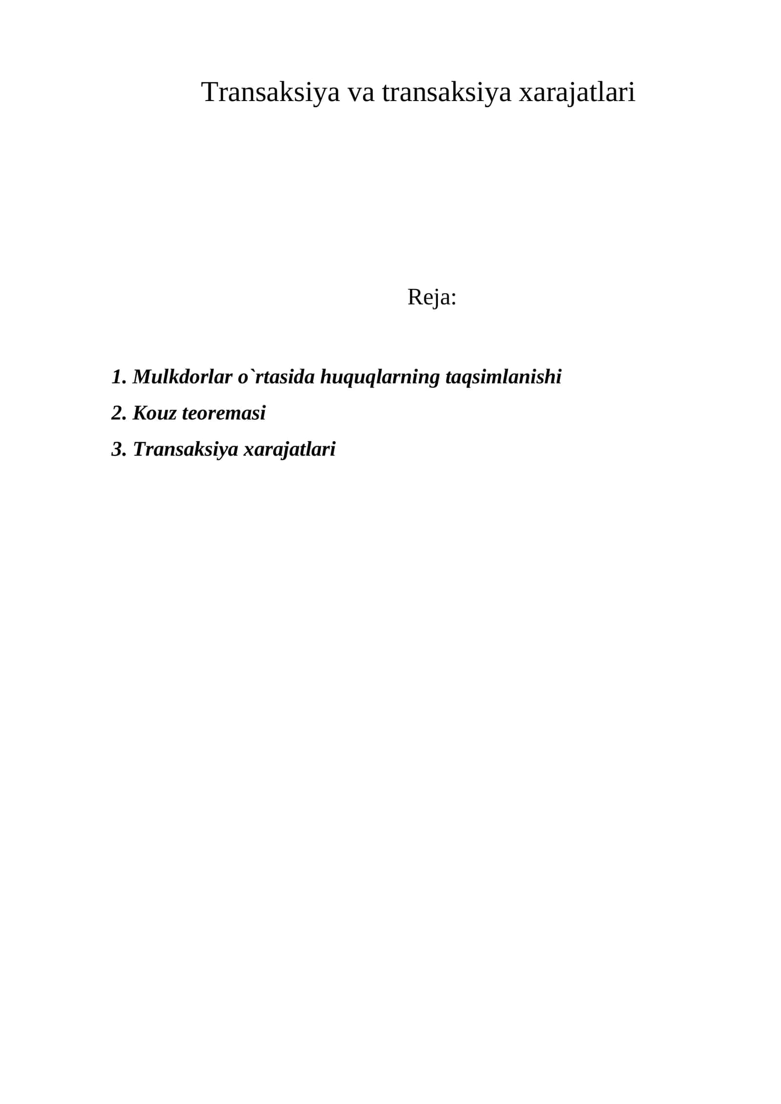 Transaksiya va transaksiya xarajatlari 1
