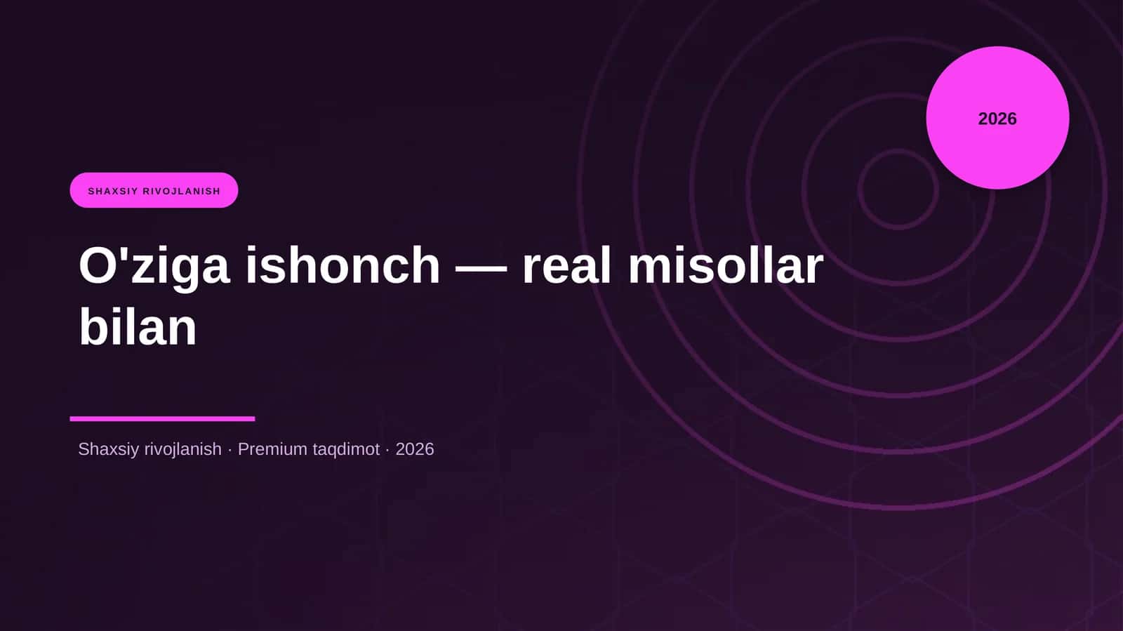 O'ziga ishonch — real misollar bilan 1