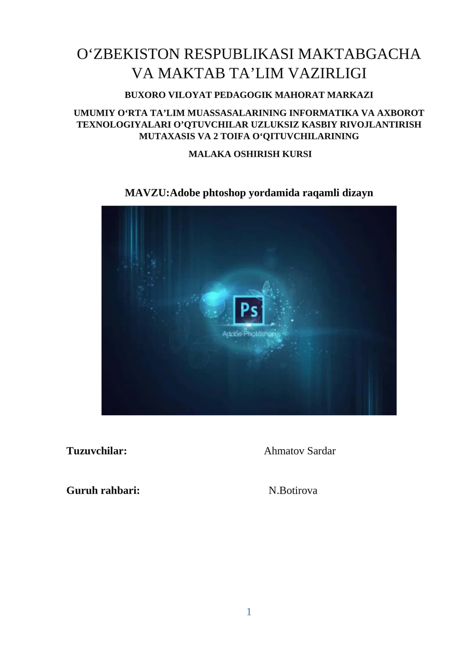 Adobe phtoshop yordamida raqamli dizayn 1