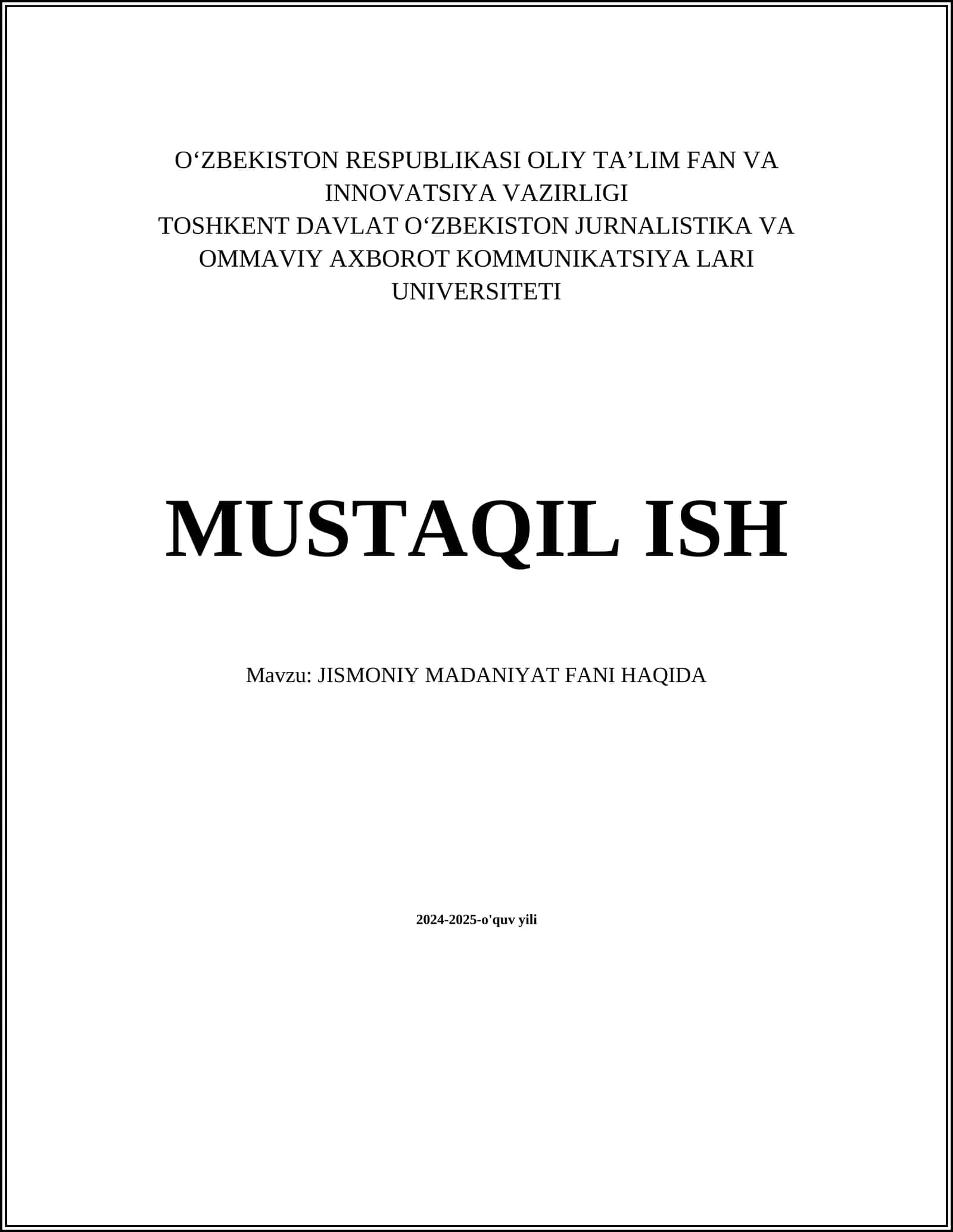 JISMONIY MADANIYAT FANI HAQIDA 1