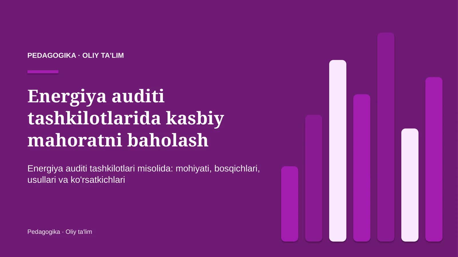Energiya auditi tashkilotlarida kasbiy mahoratni baholash 1