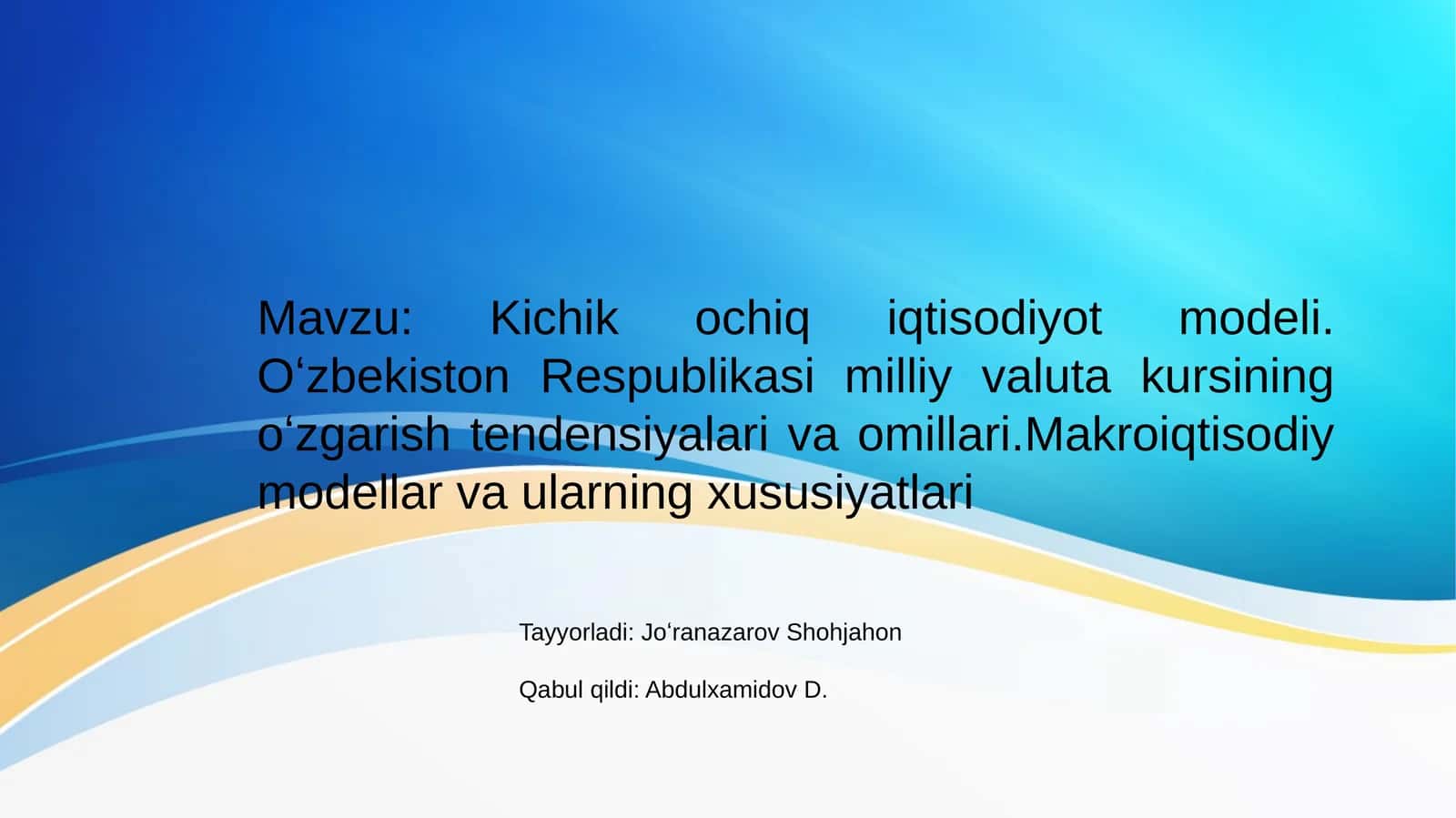 Kichik ochiq iqtisodiyot modeli 1