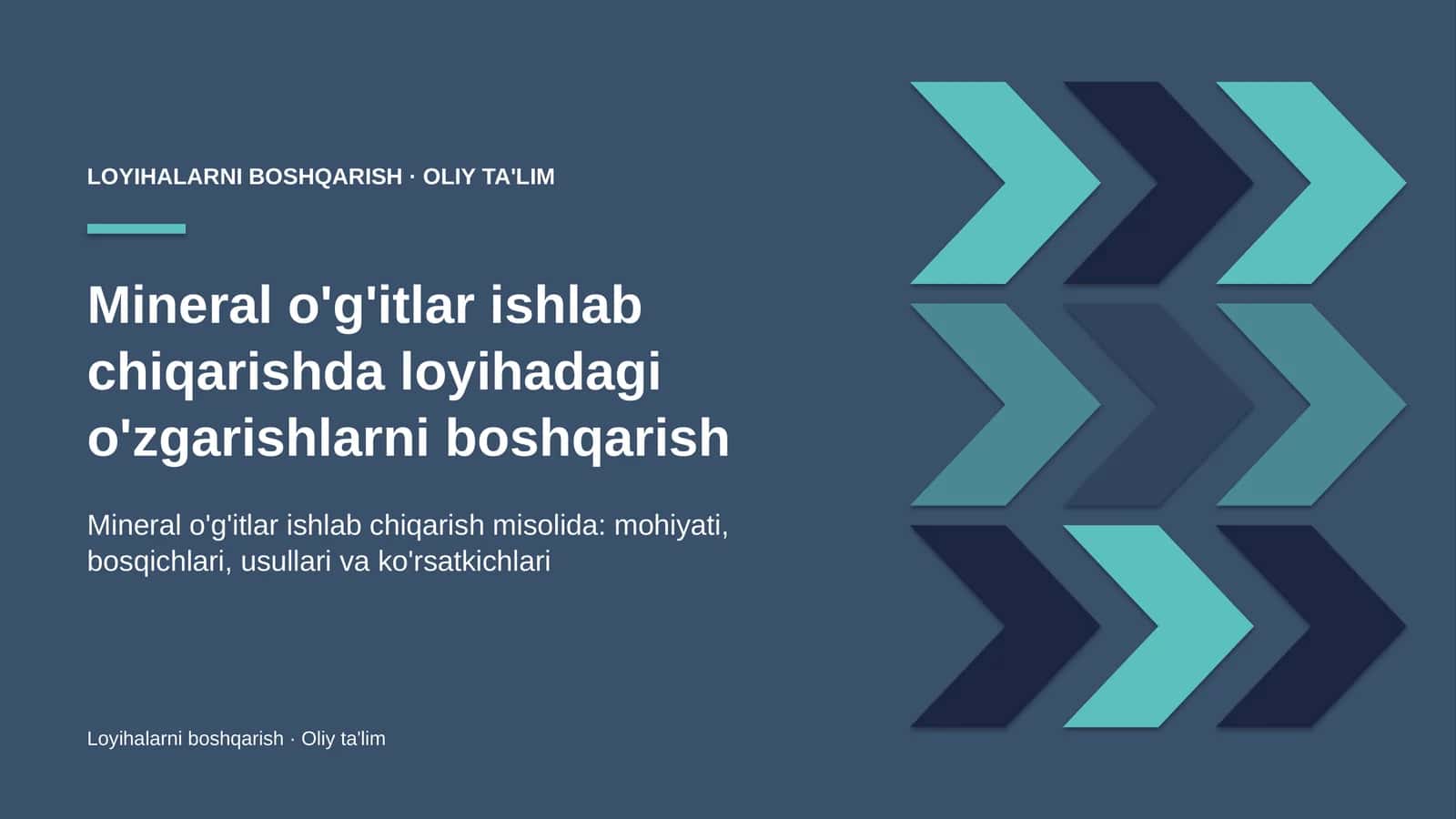 mineral o'g'itlar ishlab chiqarishda loyihadagi o'zgarishlarni boshqarish 2118 1