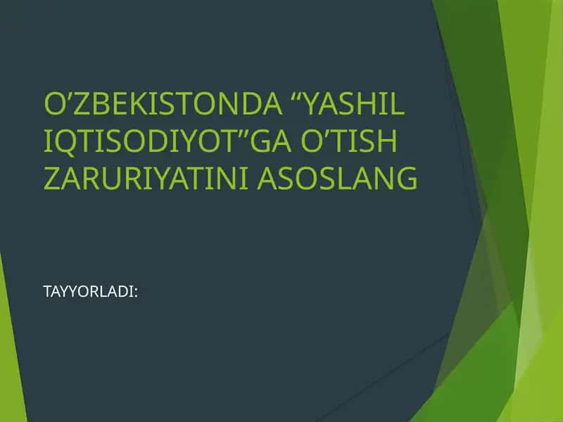 Yashil iqtisodiyot 1