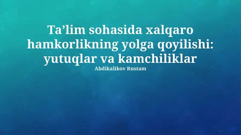 Xalqaro Taʼlim Hamkorligi 1