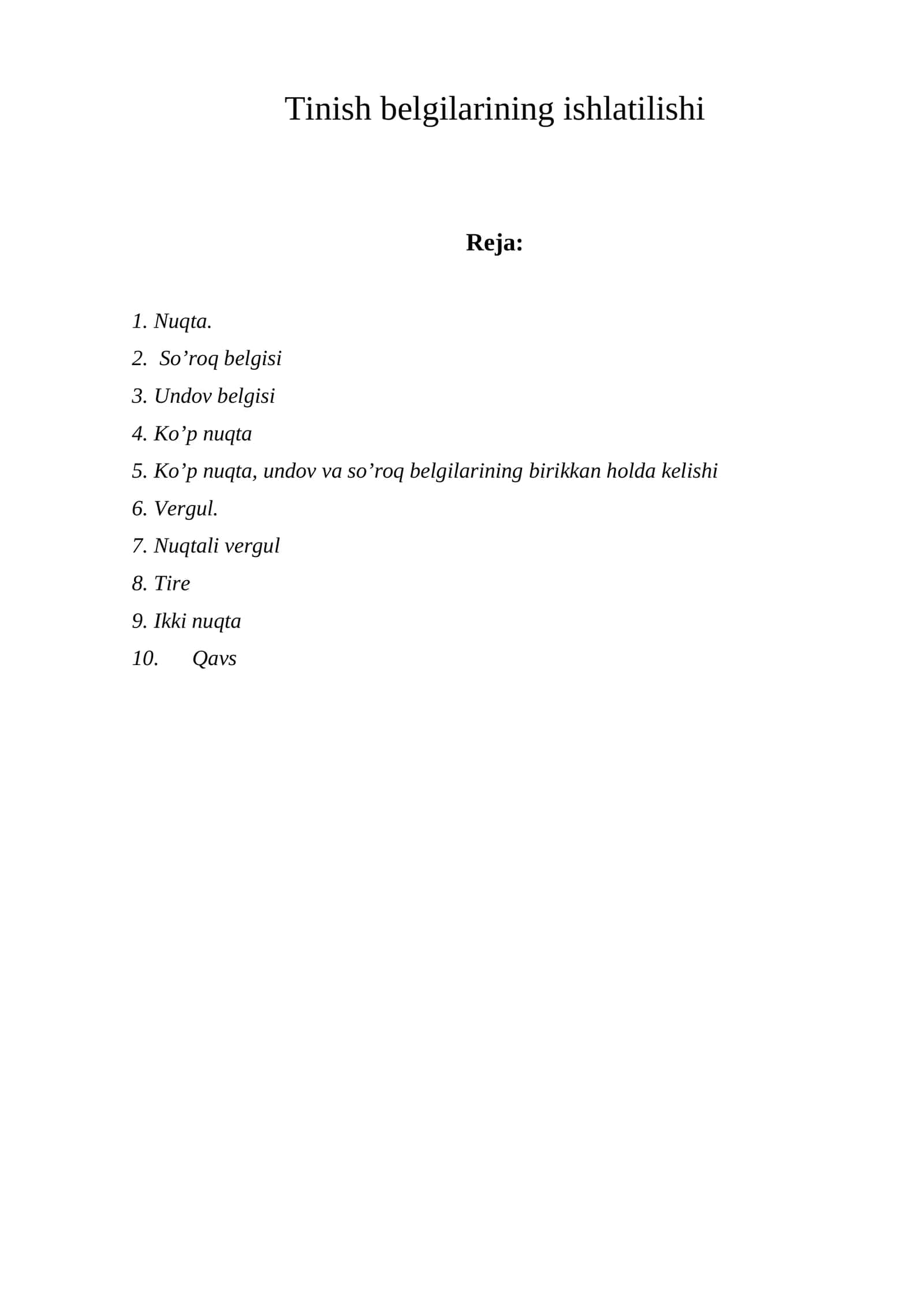 Tinish bеlgilarining ishlatilishi 1