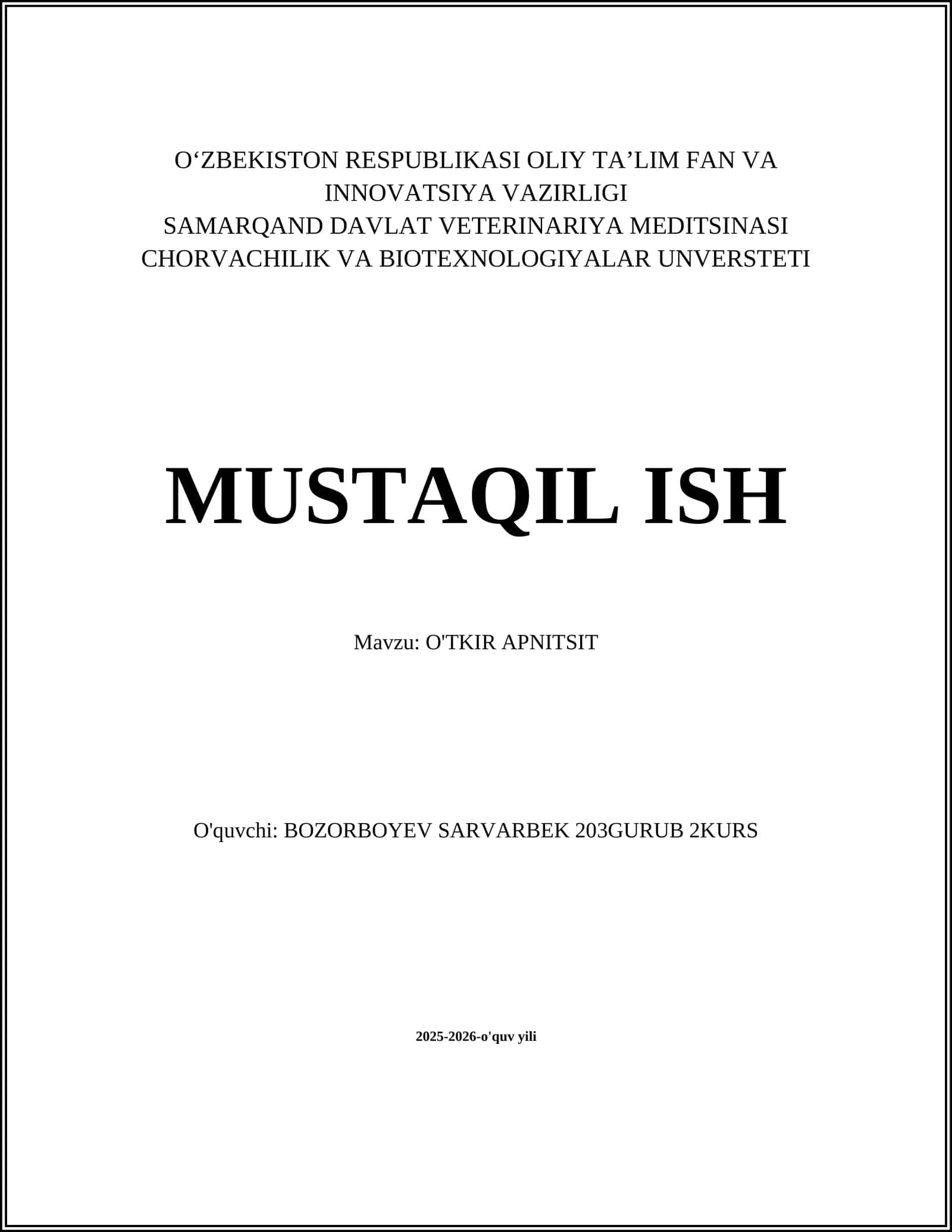 O'TKIR APNITSIT 1
