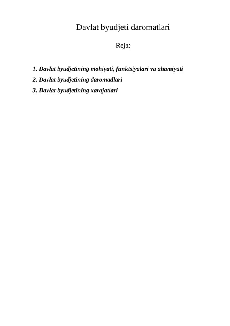 Davlat byudjetining daromadlari 1
