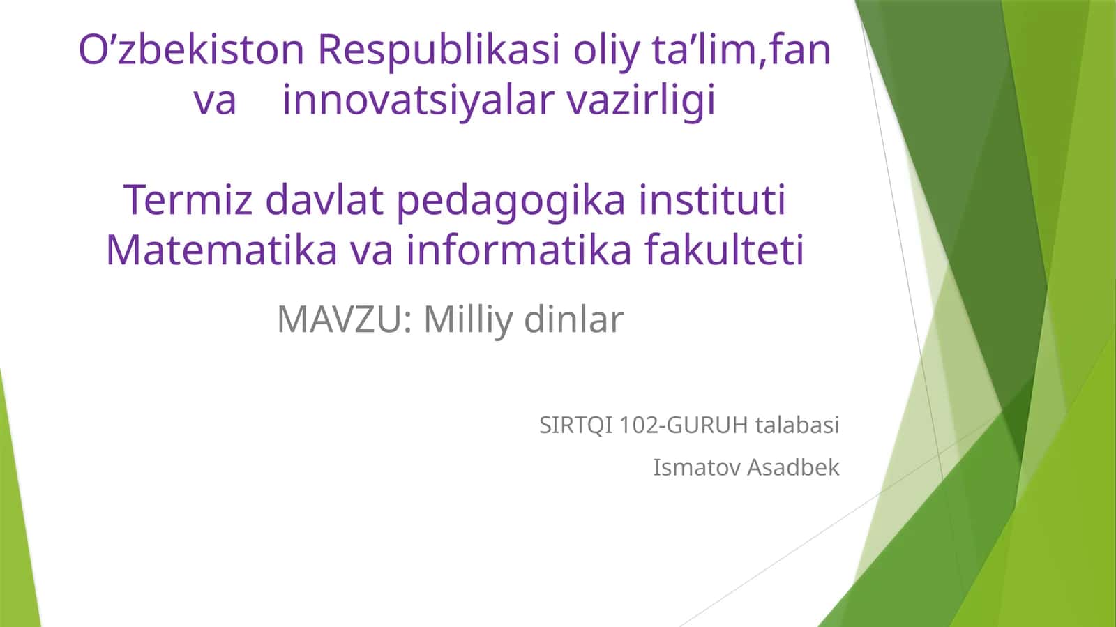 Milliy  dinlar 1