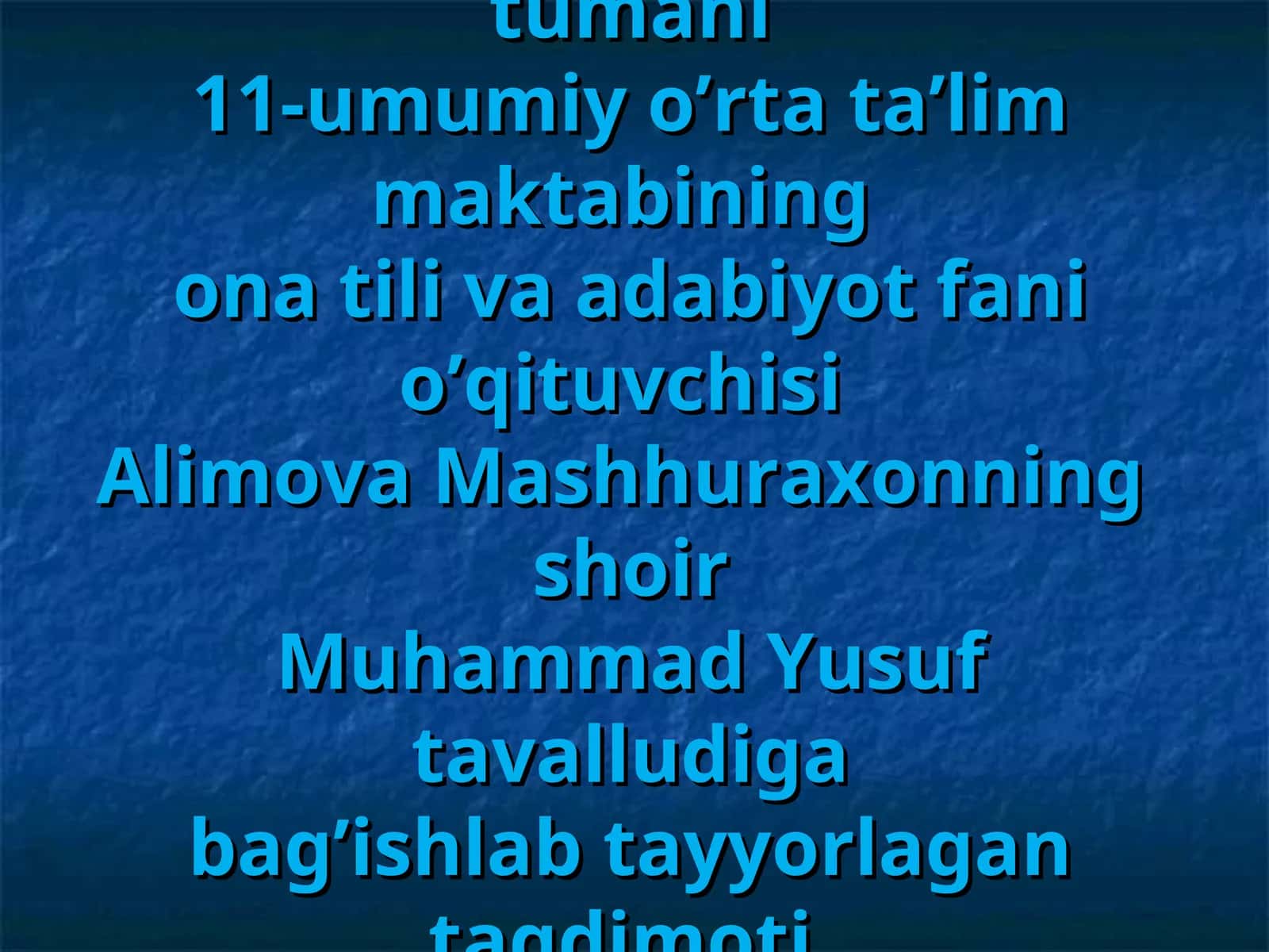 Muhammad Yusuf tavalludiga bag’ishlab tayyorlagan taqdimoti 1