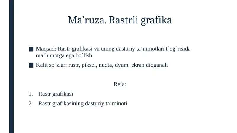 Ma’ruza.Rastrli grafika 1