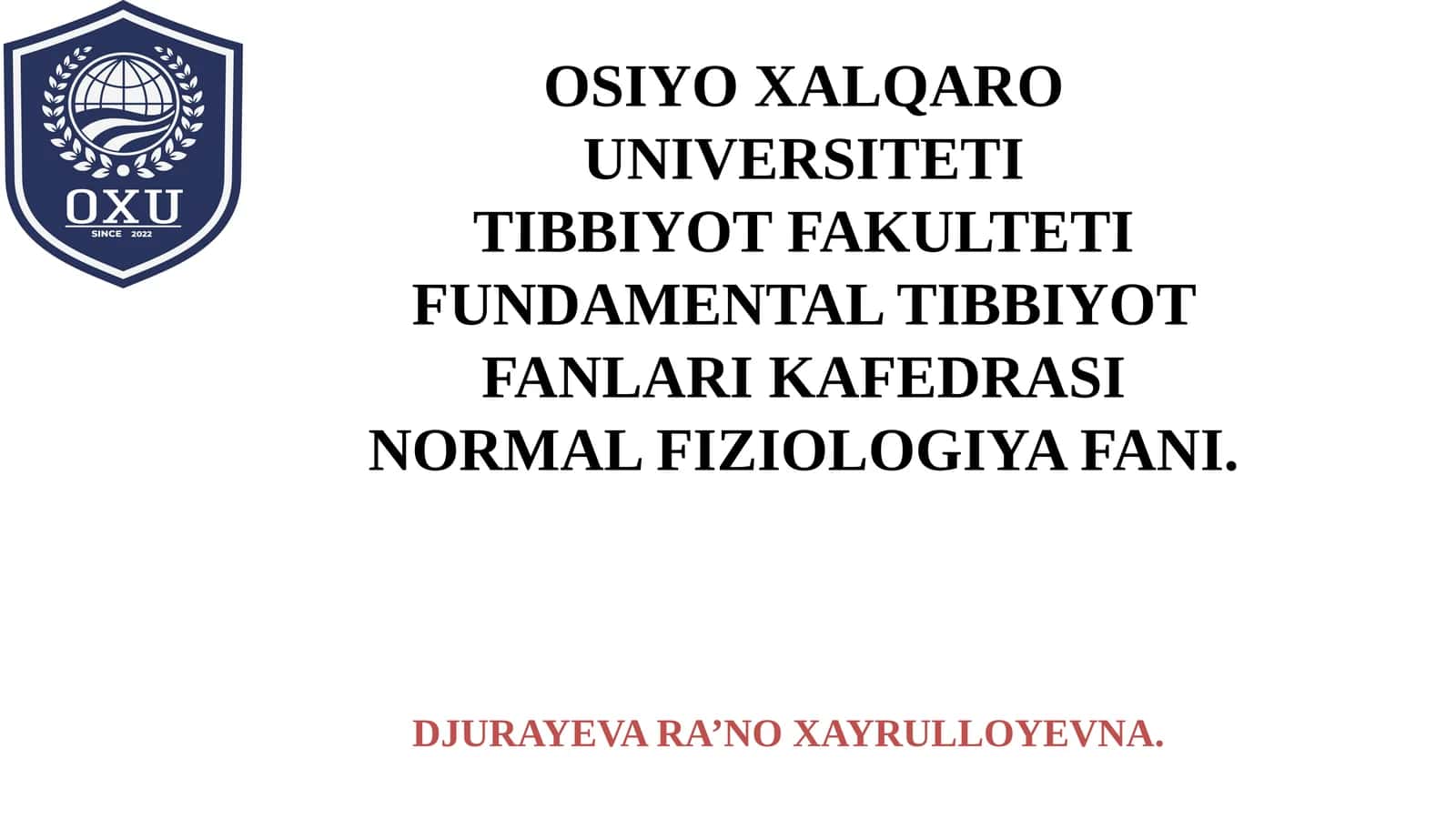 NORMAL FIZIOLOGIYA FANI 1