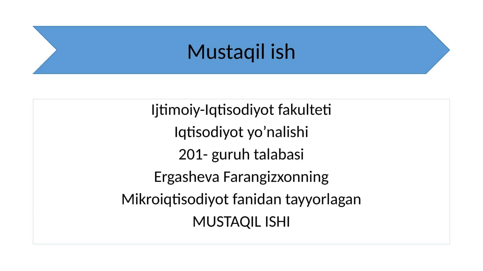Mikroiqtisodiyot fanidan mustaqil ish 1